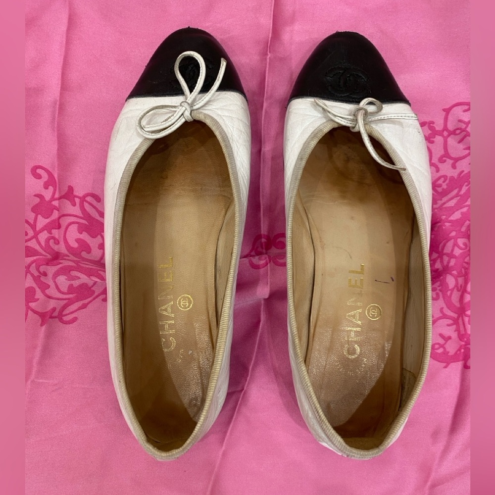 Chanel vintage leather ballerina flats size 37.5 - Picture 5 of 8